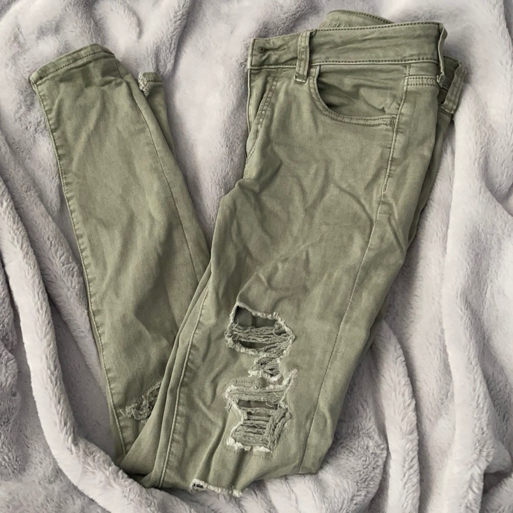 American Eagle Size 4 Reg Olive Color Jeggings